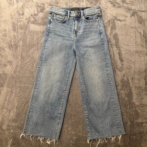 Banana Republic High-Rise Wide-Leg Crop Jeans Women's Sz 27 Frayed Hem inseam 24